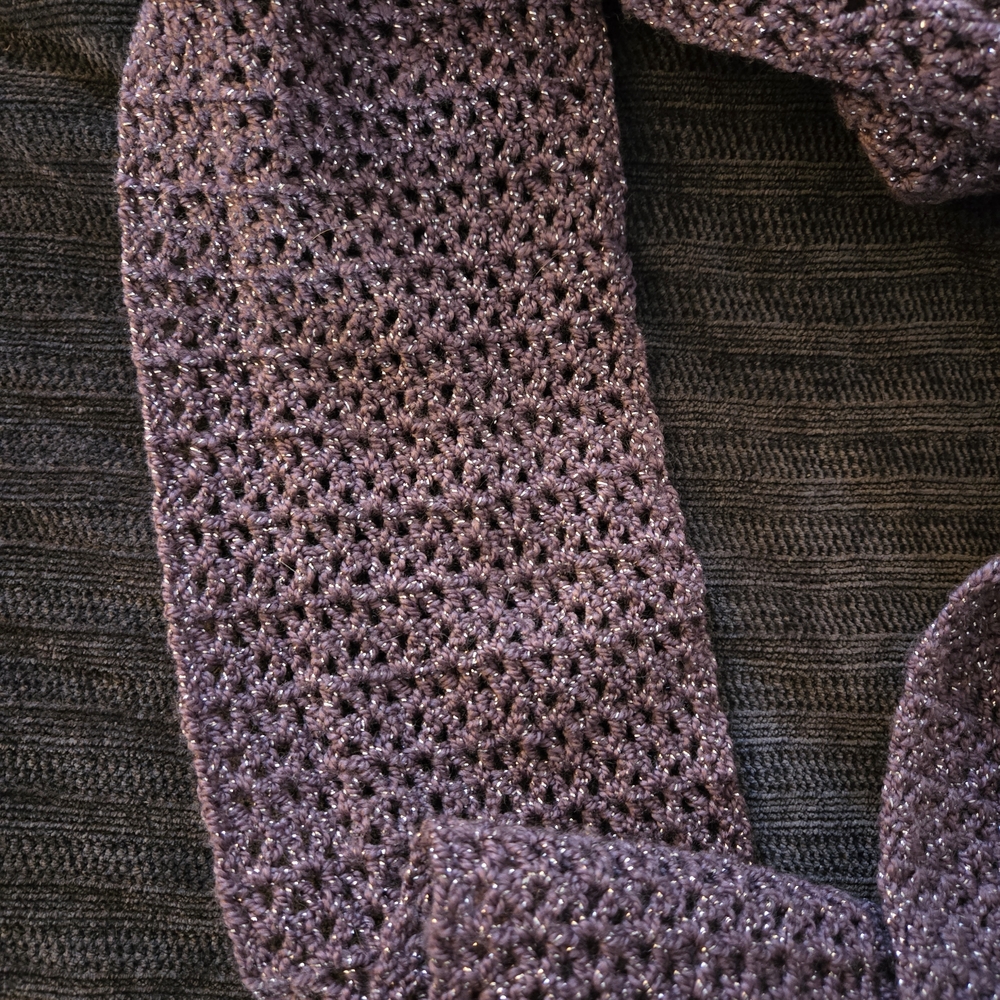 Purple Glitter Crochet Scarf - Picture 4 of 7